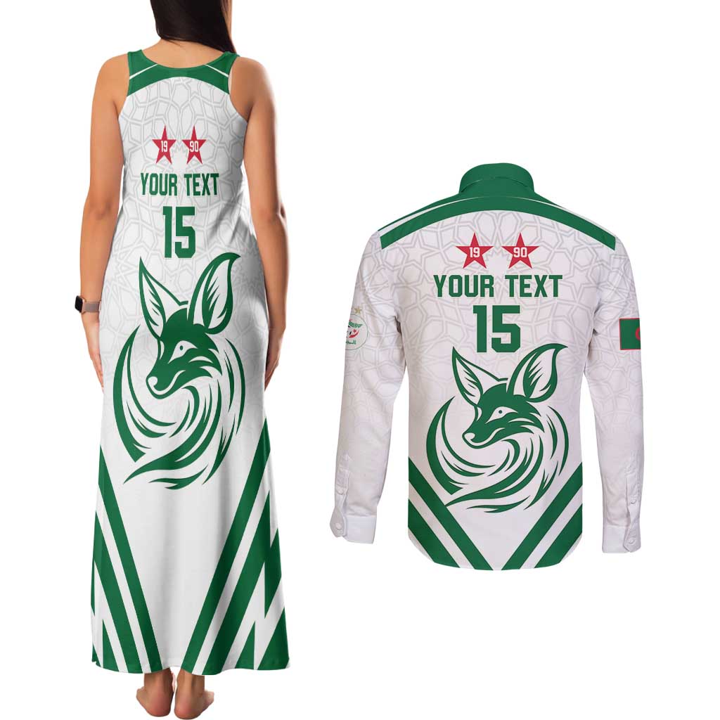 Custom Algeria Football Couples Matching Tank Maxi Dress and Long Sleeve Button Shirt Go Fennecs Go - Wonder Print Shop