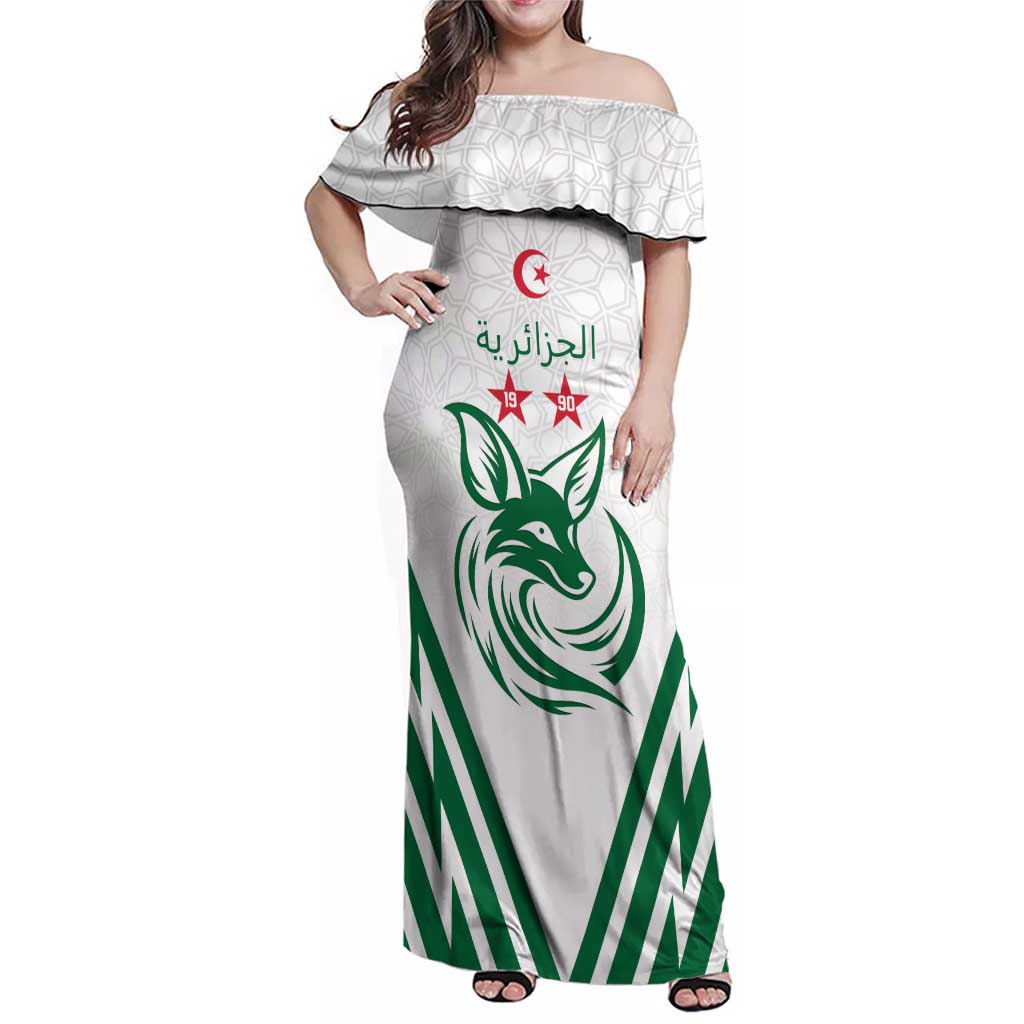 Custom Algeria Football Family Matching Off Shoulder Maxi Dress and Hawaiian Shirt Go Fennecs Go - Wonder Print Shop