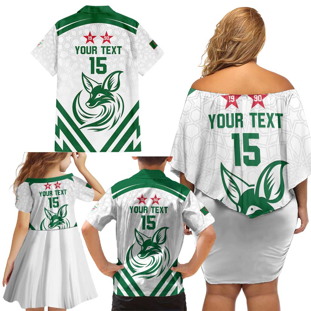 Custom Algeria Football Family Matching Off Shoulder Short Dress and Hawaiian Shirt Go Fennecs Go - Wonder Print Shop