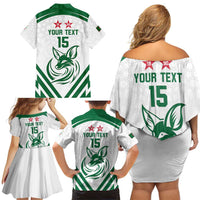 Custom Algeria Football Family Matching Off Shoulder Short Dress and Hawaiian Shirt Go Fennecs Go - Wonder Print Shop