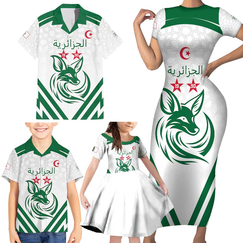 Custom Algeria Football Family Matching Short Sleeve Bodycon Dress and Hawaiian Shirt Go Fennecs Go - Wonder Print Shop