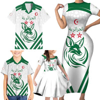Custom Algeria Football Family Matching Short Sleeve Bodycon Dress and Hawaiian Shirt Go Fennecs Go - Wonder Print Shop