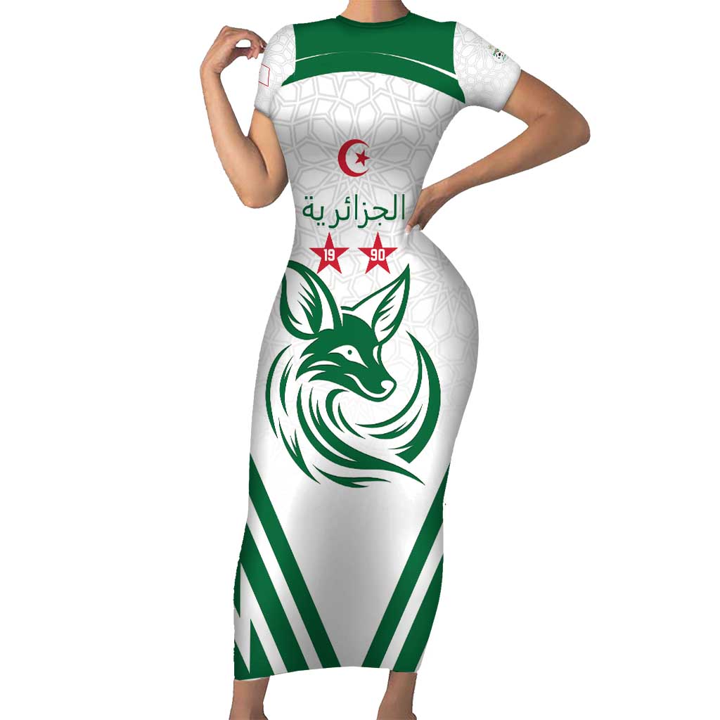 Custom Algeria Football Family Matching Short Sleeve Bodycon Dress and Hawaiian Shirt Go Fennecs Go - Wonder Print Shop
