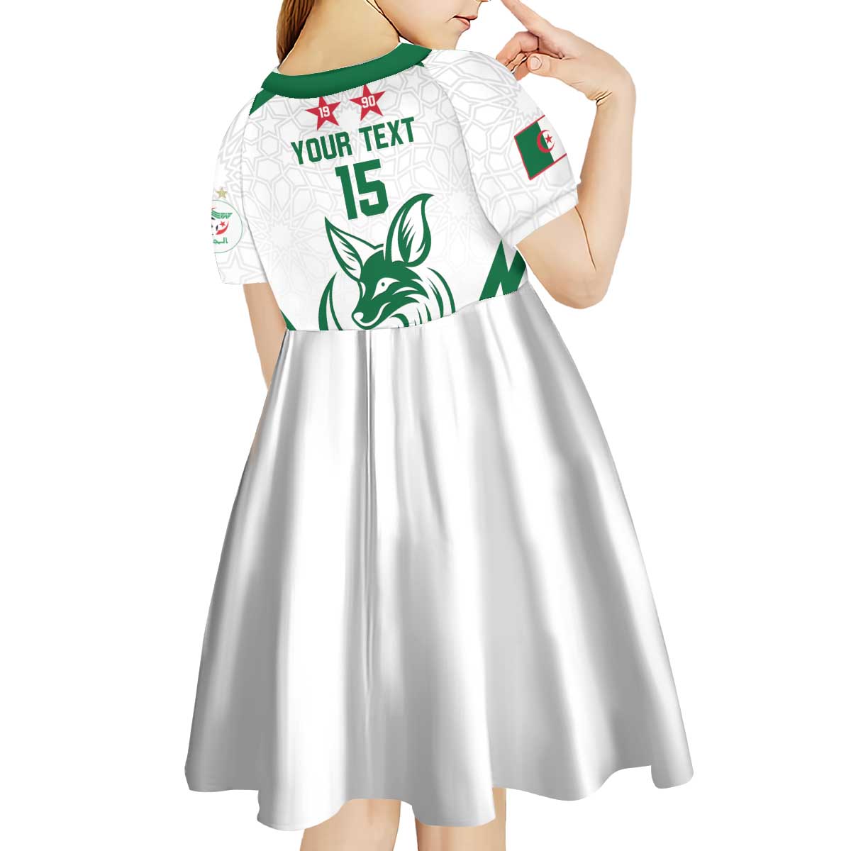 Custom Algeria Football Kid Short Sleeve Dress Go Fennecs Go - Wonder Print Shop
