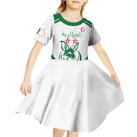 Custom Algeria Football Kid Short Sleeve Dress Go Fennecs Go - Wonder Print Shop