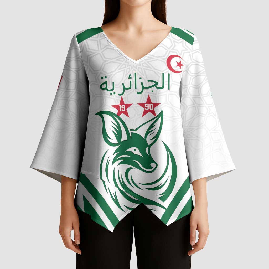 Custom Algeria Football Kimono Sleeve Blouse Go Fennecs Go - Wonder Print Shop