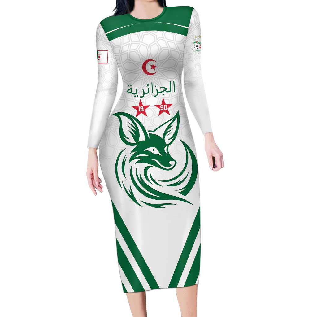 Custom Algeria Football Long Sleeve Bodycon Dress Go Fennecs Go - Wonder Print Shop