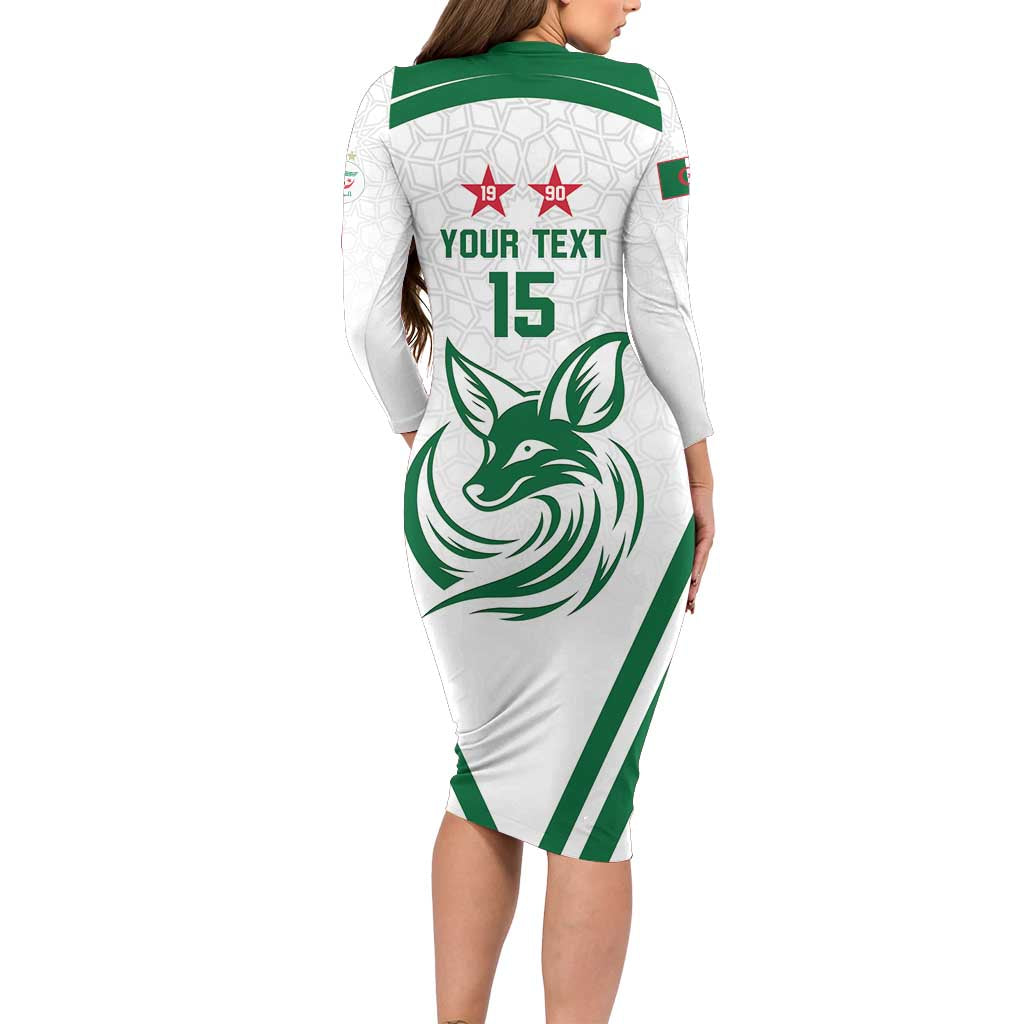 Custom Algeria Football Long Sleeve Bodycon Dress Go Fennecs Go - Wonder Print Shop