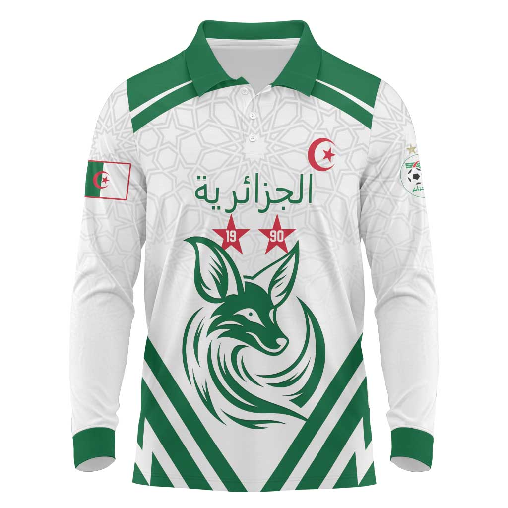Custom Algeria Football Long Sleeve Polo Shirt Go Fennecs Go - Wonder Print Shop
