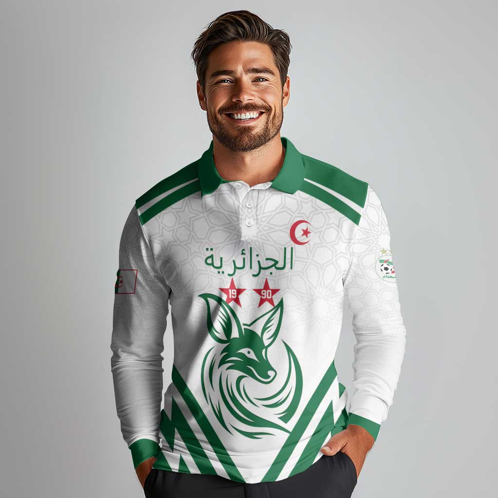Custom Algeria Football Long Sleeve Polo Shirt Go Fennecs Go - Wonder Print Shop