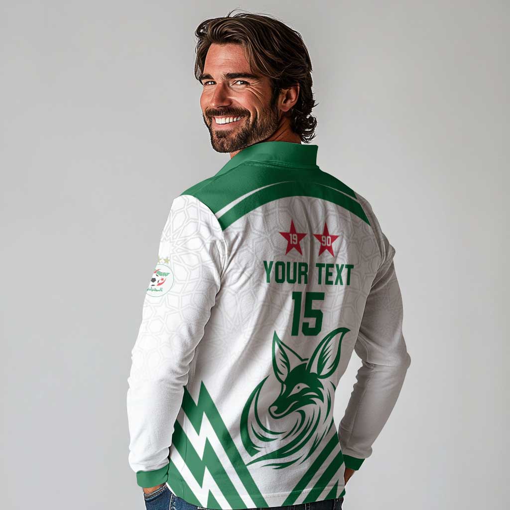 Custom Algeria Football Long Sleeve Polo Shirt Go Fennecs Go - Wonder Print Shop