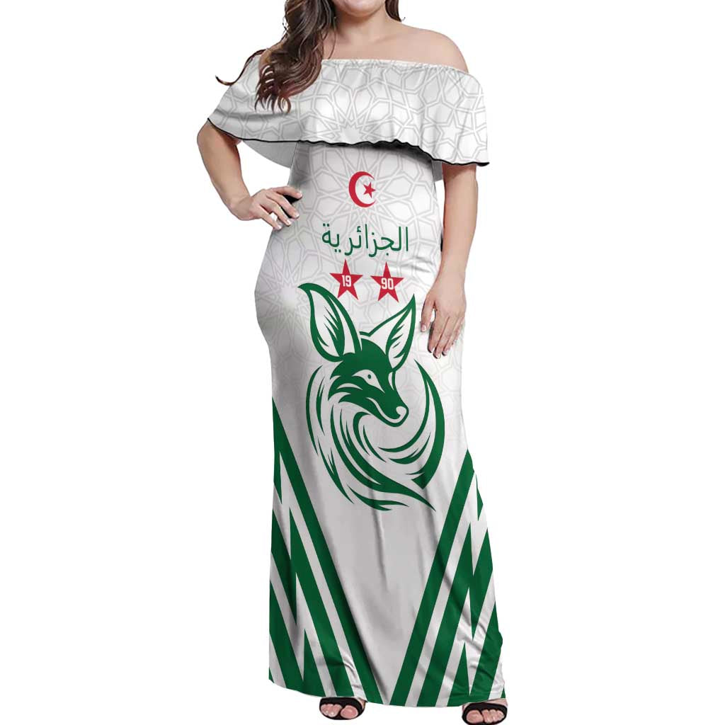 Custom Algeria Football Off Shoulder Maxi Dress Go Fennecs Go - Wonder Print Shop
