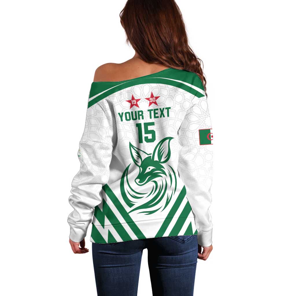 Custom Algeria Football Off Shoulder Sweater Go Fennecs Go - Wonder Print Shop