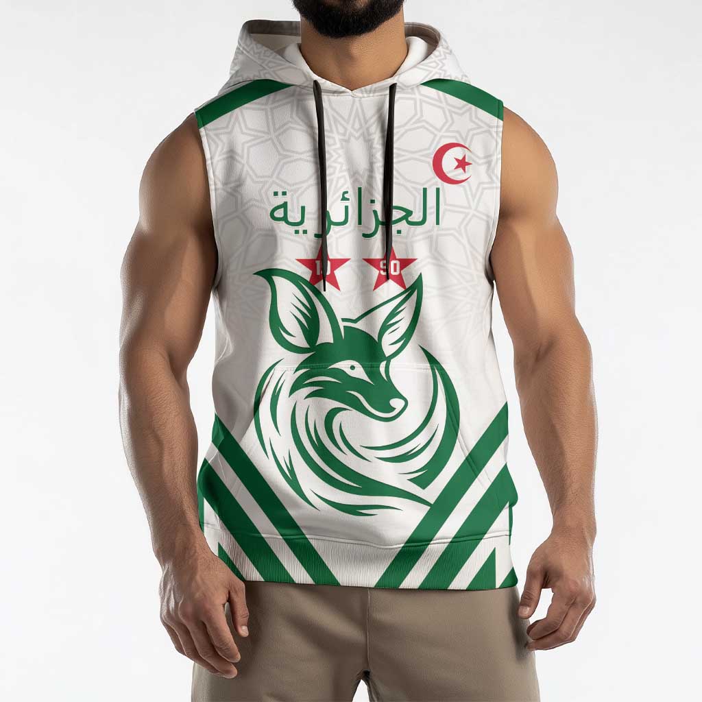 Custom Algeria Football Sleeveless Hoodie Go Fennecs Go - Wonder Print Shop