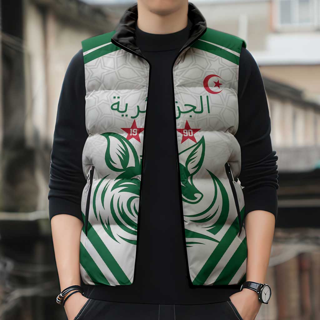 Custom Algeria Football Sleeveless Puffer Jacket Go Fennecs Go - Wonder Print Shop