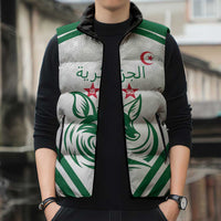 Custom Algeria Football Sleeveless Puffer Jacket Go Fennecs Go - Wonder Print Shop