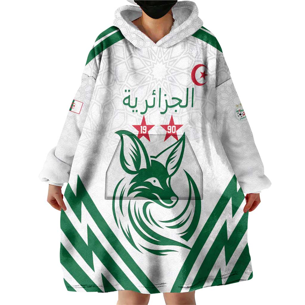 Custom Algeria Football Wearable Blanket Hoodie Go Fennecs Go - Wonder Print Shop
