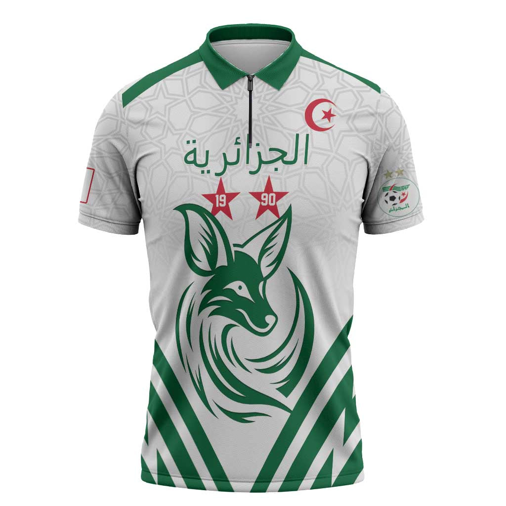 Custom Algeria Football Zipper Polo Shirt Go Fennecs Go - Wonder Print Shop