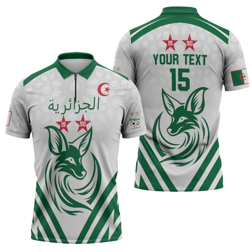 Custom Algeria Football Zipper Polo Shirt Go Fennecs Go - Wonder Print Shop