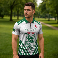 Custom Algeria Football Zipper Polo Shirt Go Fennecs Go - Wonder Print Shop