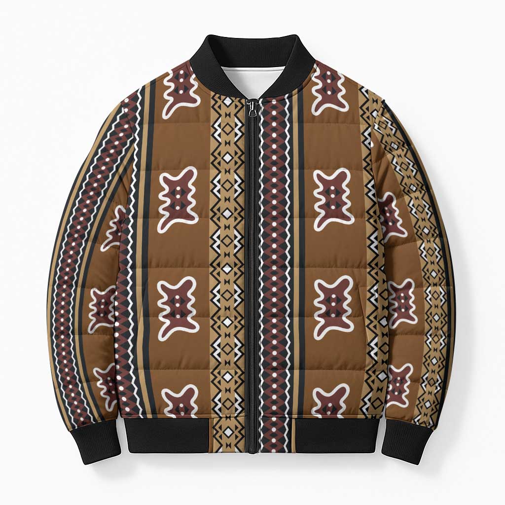 Mali Bologan Mud Cloth Pattern Bomber Puffer Jacket - Wonder Print Shop