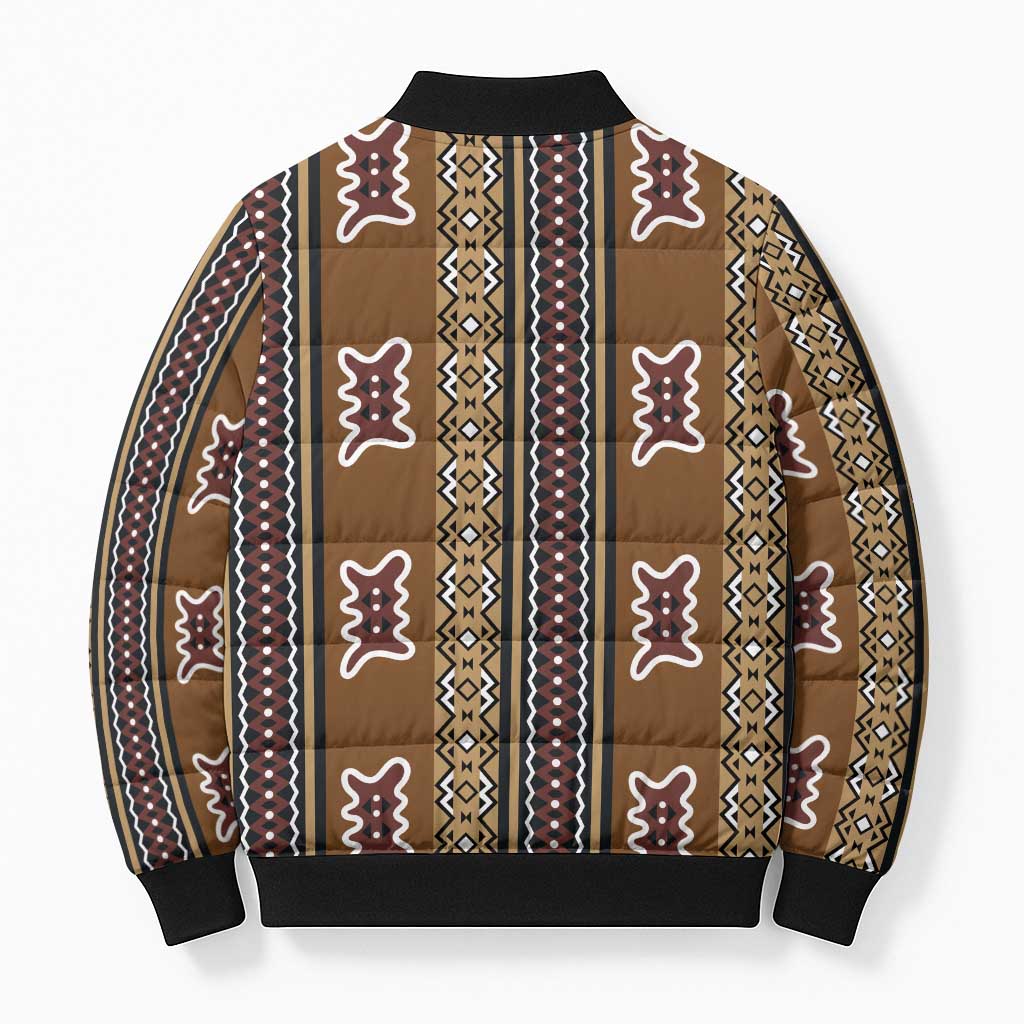 Mali Bologan Mud Cloth Pattern Bomber Puffer Jacket - Wonder Print Shop