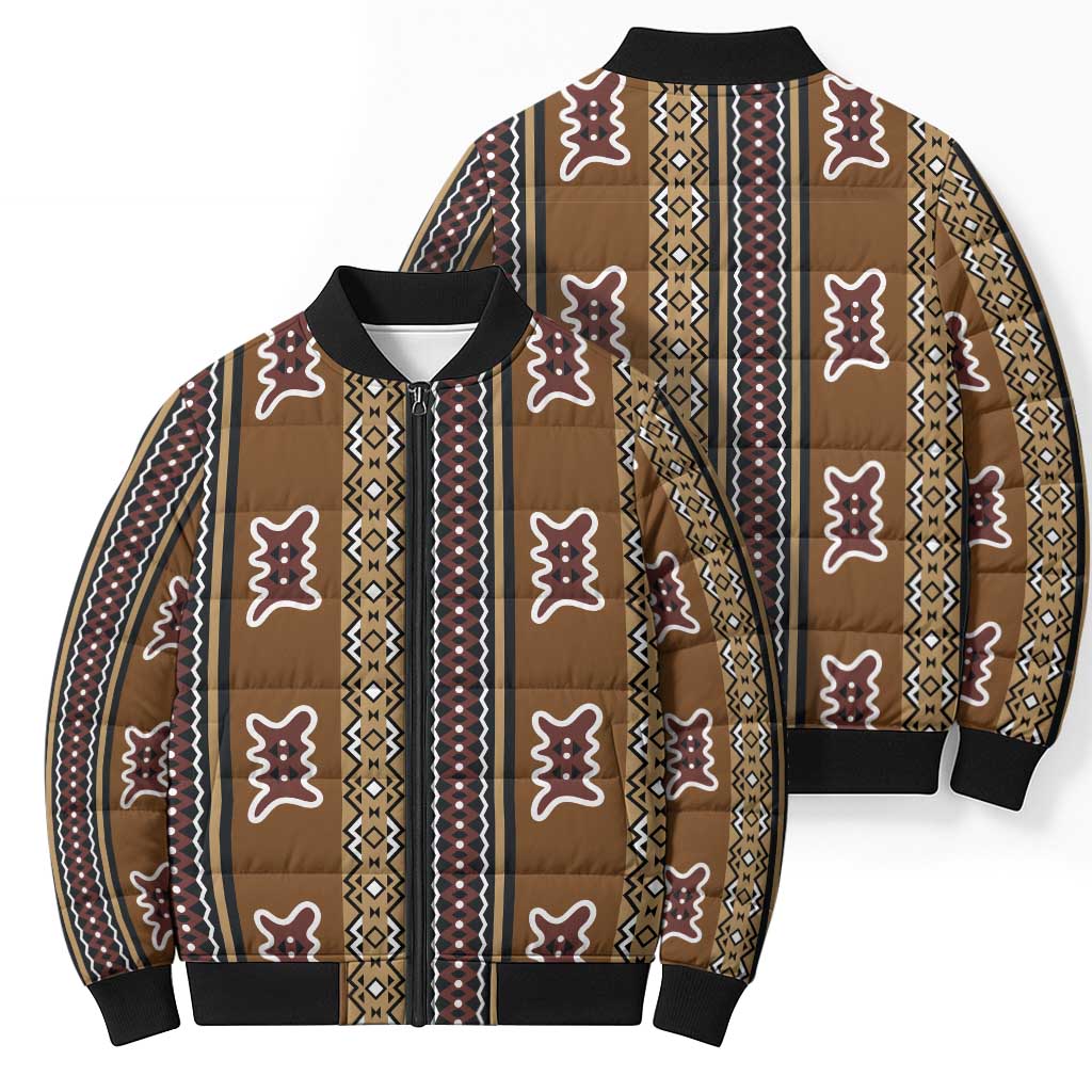 Mali Bologan Mud Cloth Pattern Bomber Puffer Jacket - Wonder Print Shop