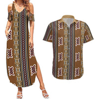 Mali Bologan Mud Cloth Pattern Couples Matching Summer Maxi Dress and Hawaiian Shirt - Wonder Print Shop