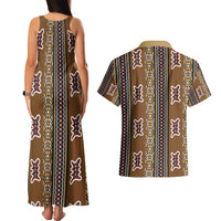 Mali Bologan Mud Cloth Pattern Couples Matching Tank Maxi Dress and Hawaiian Shirt - Wonder Print Shop