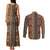Mali Bologan Mud Cloth Pattern Couples Matching Tank Maxi Dress and Long Sleeve Button Shirt - Wonder Print Shop