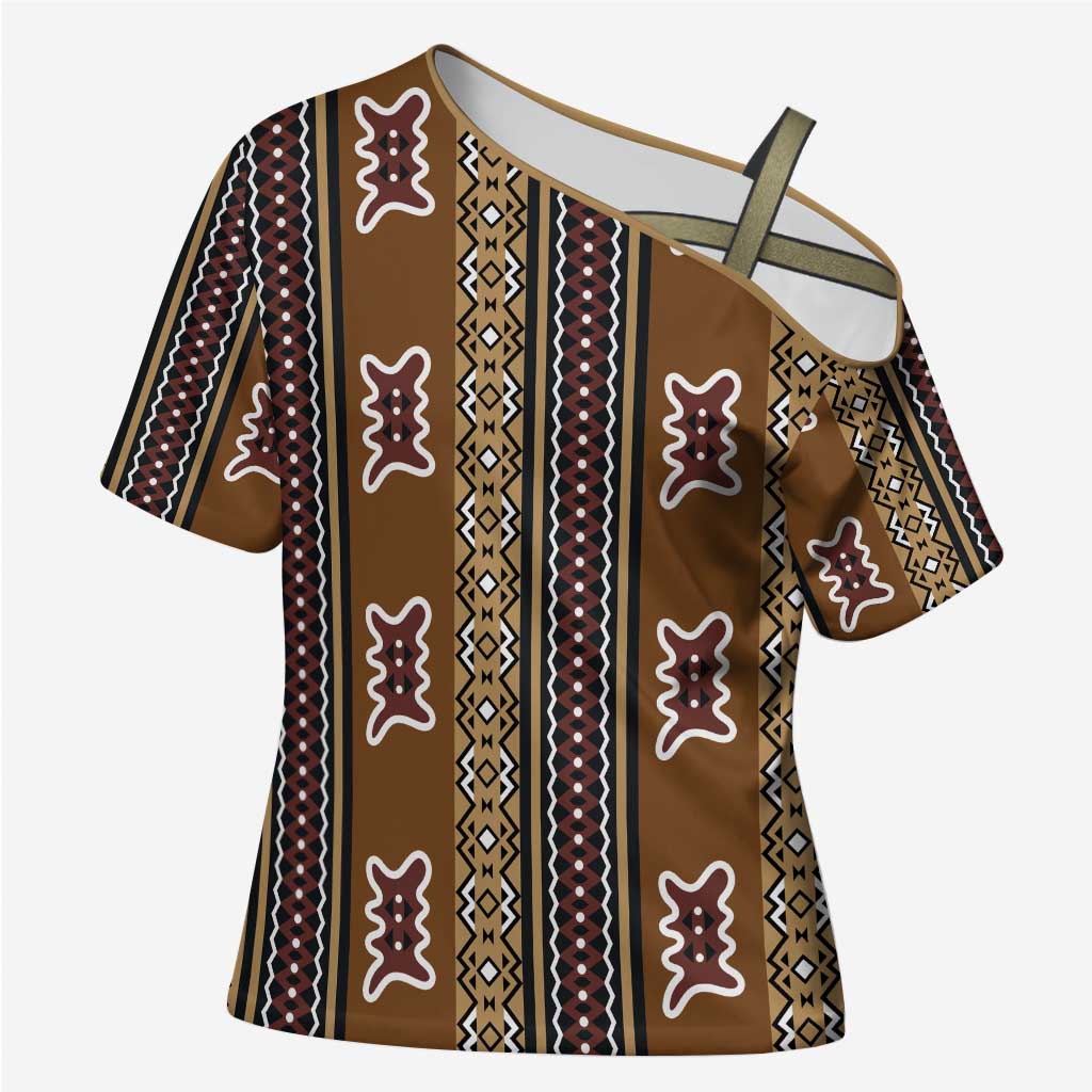 Mali Bologan Mud Cloth Pattern Cross Shoulder Shirt - Wonder Print Shop