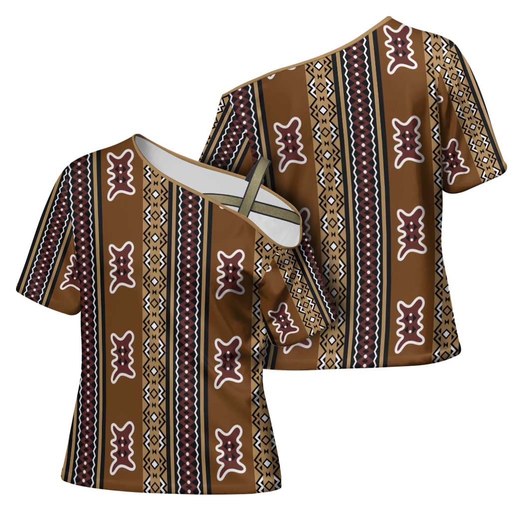 Mali Bologan Mud Cloth Pattern Cross Shoulder Shirt - Wonder Print Shop