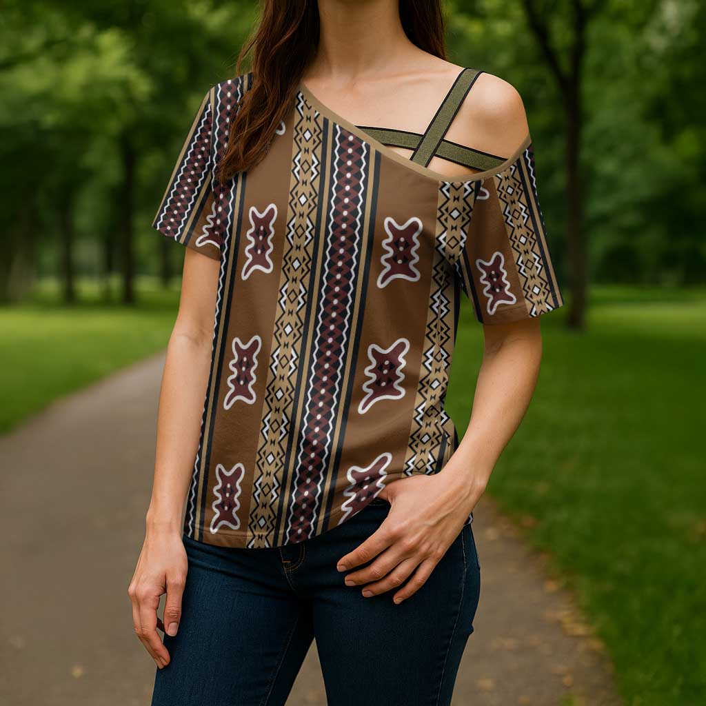 Mali Bologan Mud Cloth Pattern Cross Shoulder Shirt - Wonder Print Shop