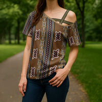 Mali Bologan Mud Cloth Pattern Cross Shoulder Shirt - Wonder Print Shop