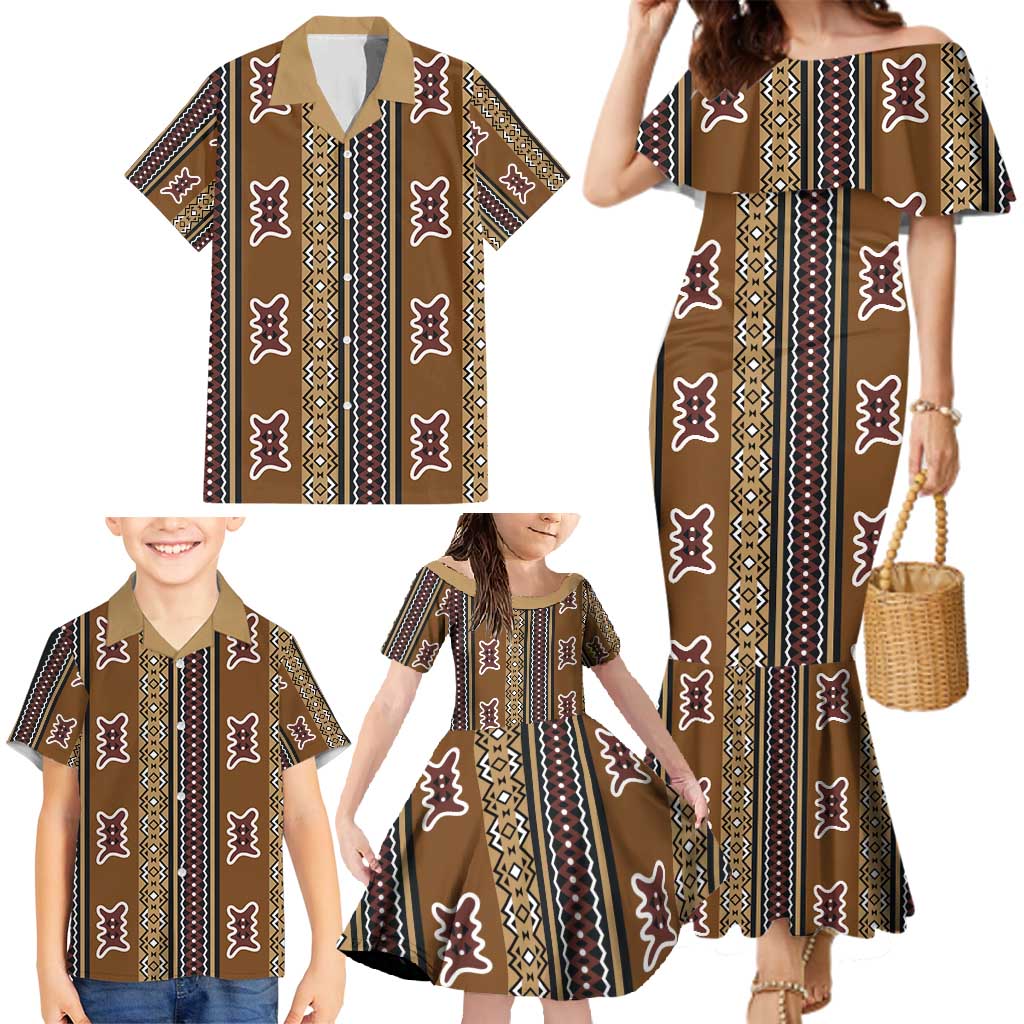 Mali Bologan Mud Cloth Pattern Family Matching Mermaid Dress and Hawaiian Shirt - Wonder Print Shop