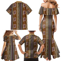 Mali Bologan Mud Cloth Pattern Family Matching Mermaid Dress and Hawaiian Shirt - Wonder Print Shop
