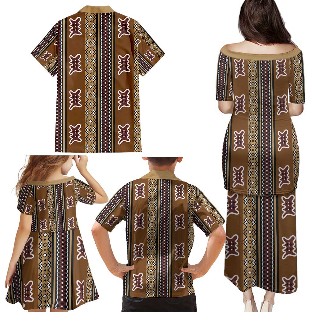 Mali Bologan Mud Cloth Pattern Family Matching Puletasi and Hawaiian Shirt - Wonder Print Shop