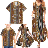 Mali Bologan Mud Cloth Pattern Family Matching Summer Maxi Dress and Hawaiian Shirt - Wonder Print Shop