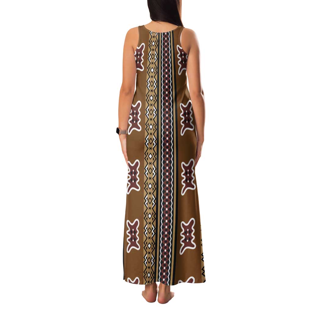 Mali Bologan Mud Cloth Pattern Family Matching Tank Maxi Dress and Hawaiian Shirt - Wonder Print Shop