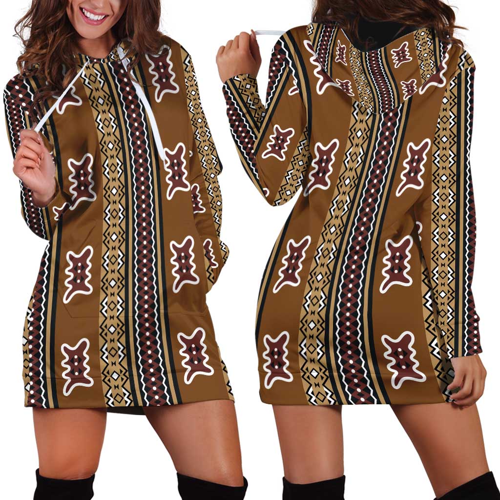 Mali Bologan Mud Cloth Pattern Hoodie Dress - Wonder Print Shop