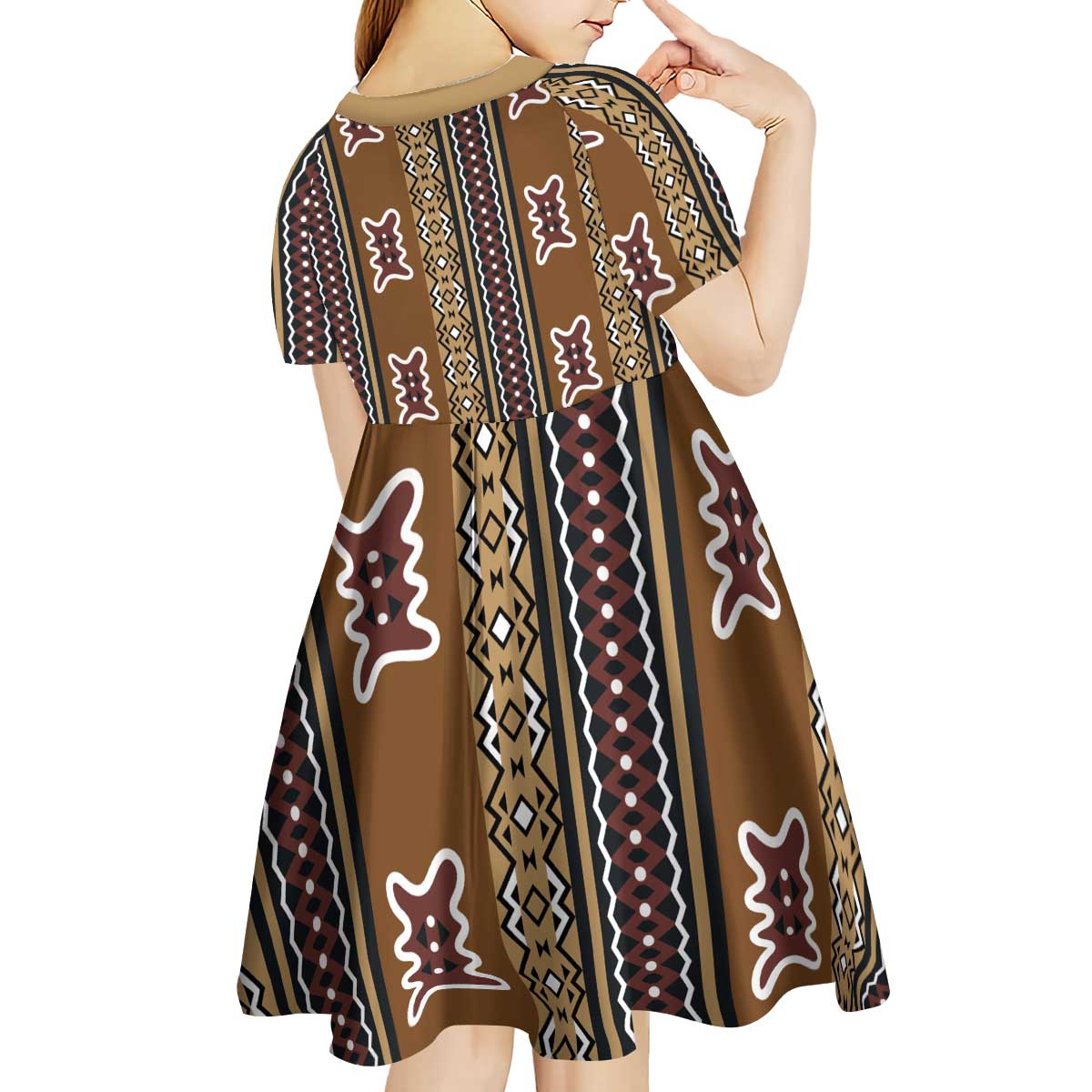 Mali Bologan Mud Cloth Pattern Kid Short Sleeve Dress - Wonder Print Shop
