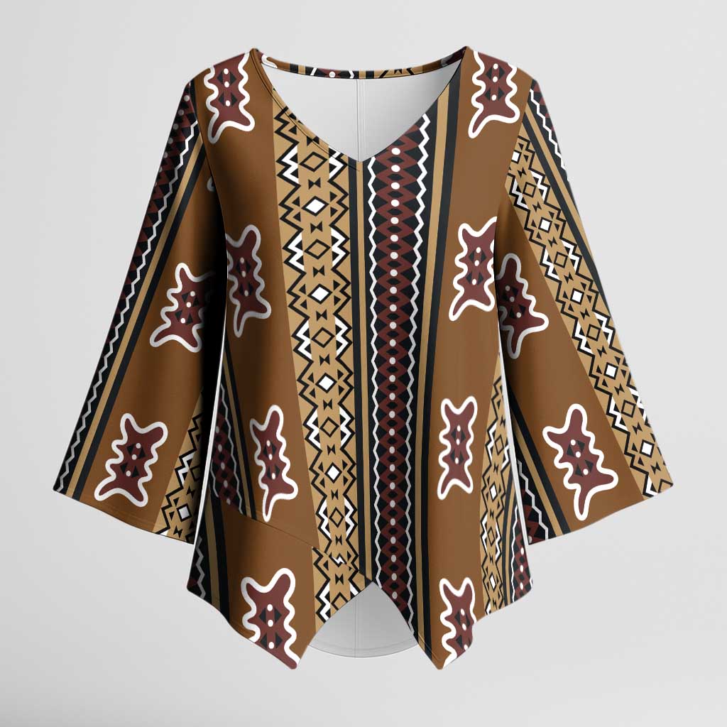 Mali Bologan Mud Cloth Pattern Kimono Sleeve Blouse - Wonder Print Shop