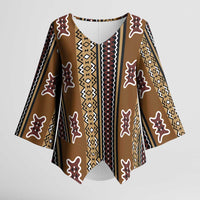 Mali Bologan Mud Cloth Pattern Kimono Sleeve Blouse - Wonder Print Shop