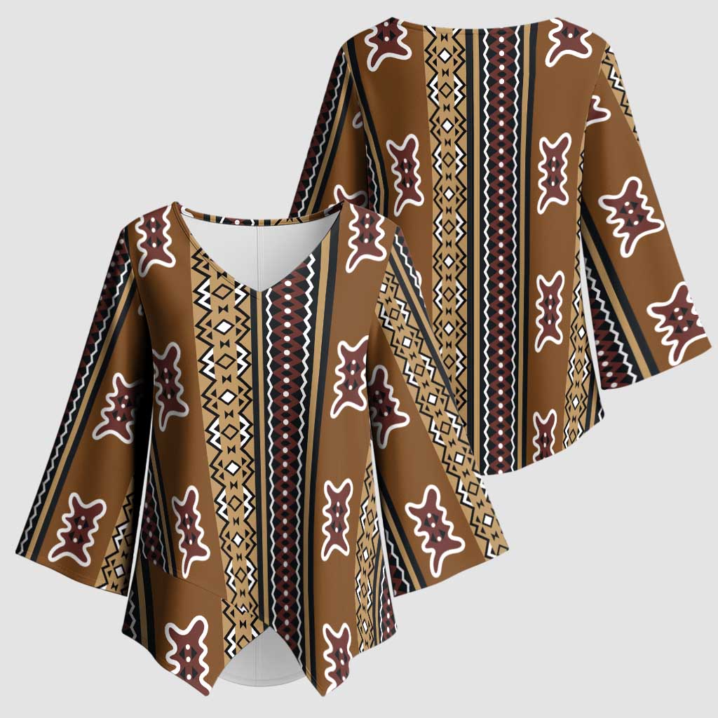 Mali Bologan Mud Cloth Pattern Kimono Sleeve Blouse - Wonder Print Shop