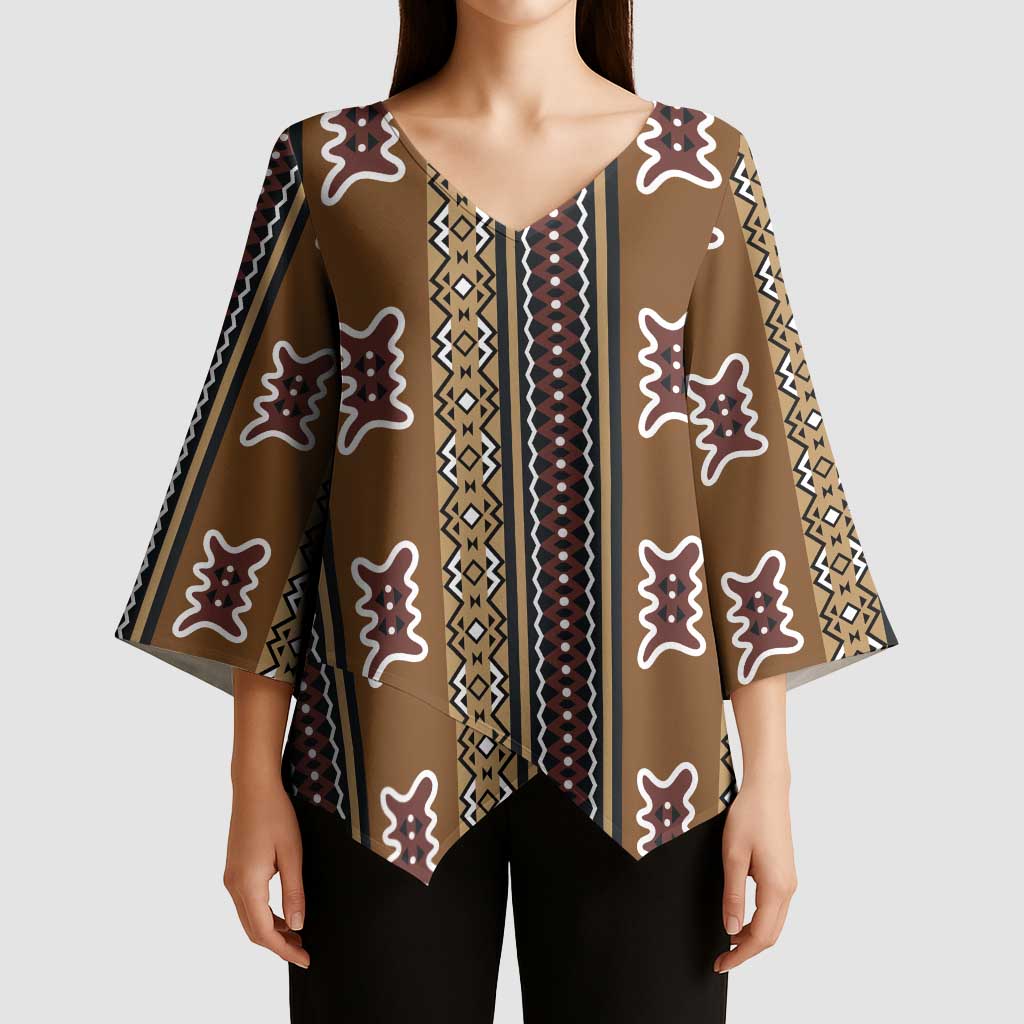 Mali Bologan Mud Cloth Pattern Kimono Sleeve Blouse - Wonder Print Shop