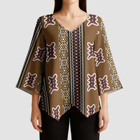 Mali Bologan Mud Cloth Pattern Kimono Sleeve Blouse - Wonder Print Shop
