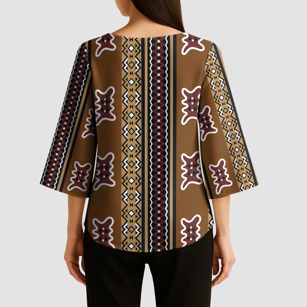 Mali Bologan Mud Cloth Pattern Kimono Sleeve Blouse - Wonder Print Shop