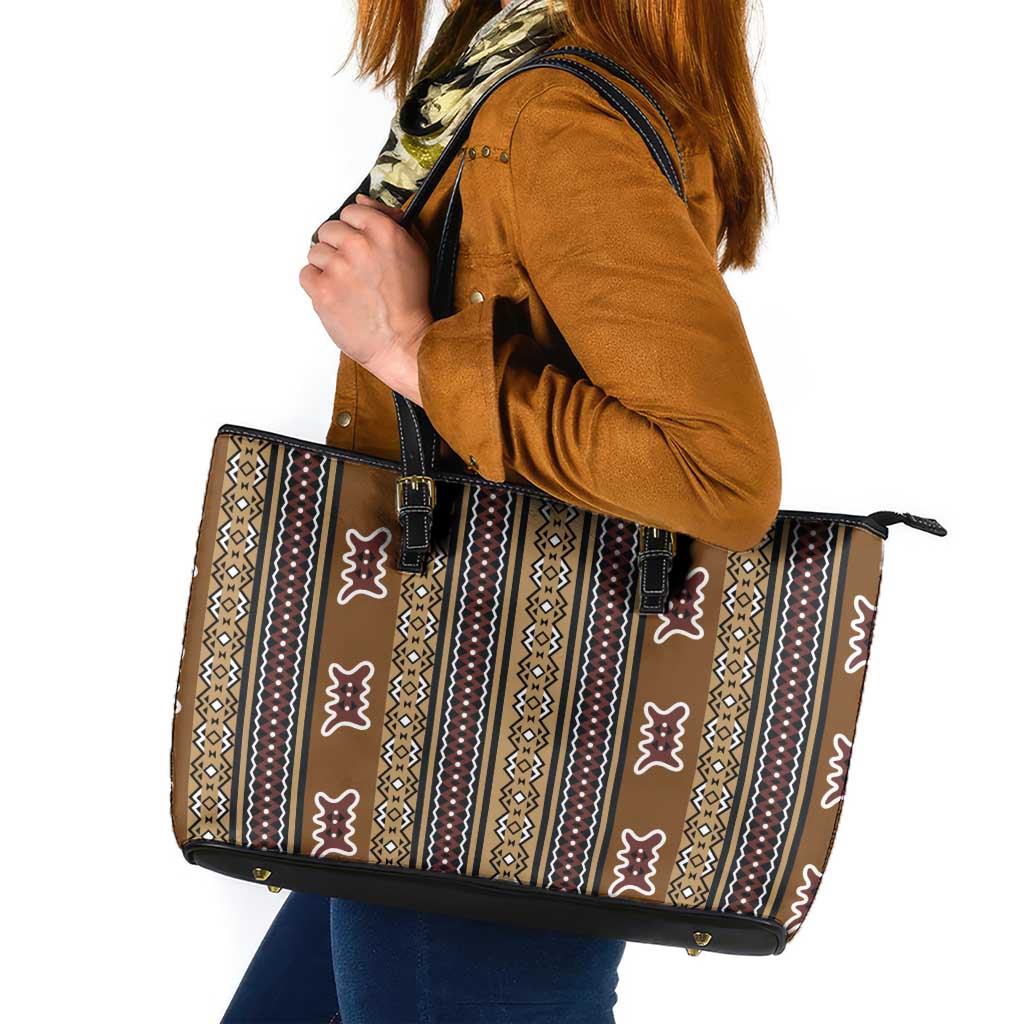 Mali Bologan Mud Cloth Pattern Leather Tote Bag - Wonder Print Shop