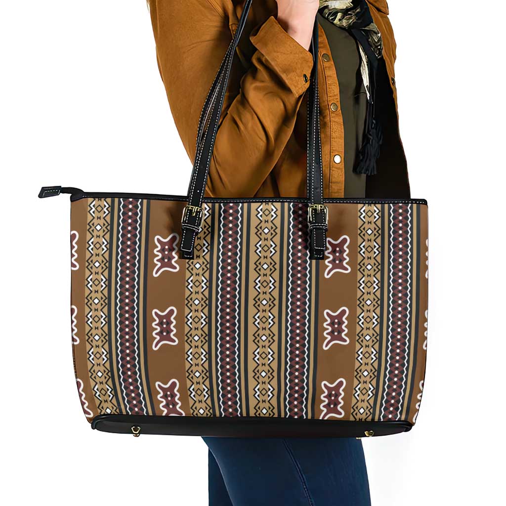 Mali Bologan Mud Cloth Pattern Leather Tote Bag - Wonder Print Shop