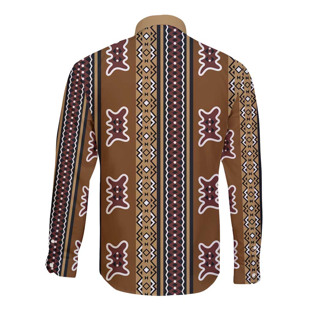 Mali Bologan Mud Cloth Pattern Long Sleeve Button Shirt - Wonder Print Shop